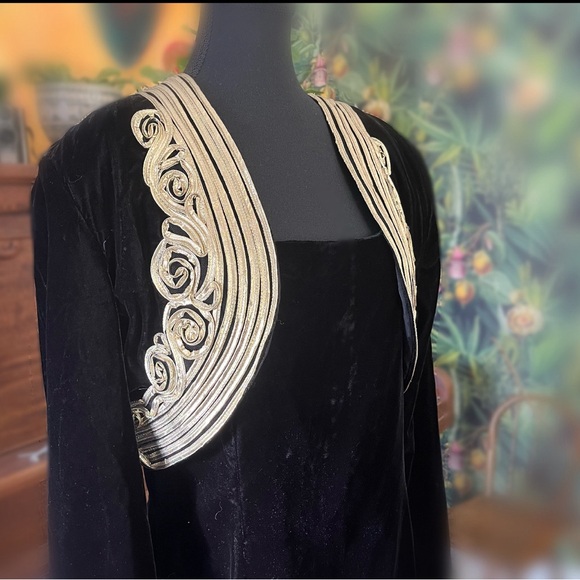 Vintage 1980’s Scott McClintock Black Velvet Dress & Jacket, Large - Picture 2 of 6